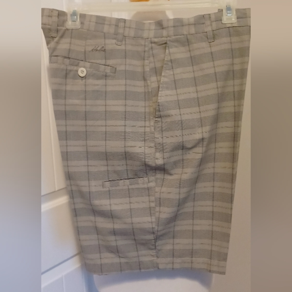 Mens Hobie 1950 Cotton Casual Chino Walk Shorts Tan Check Sz 38 #0240